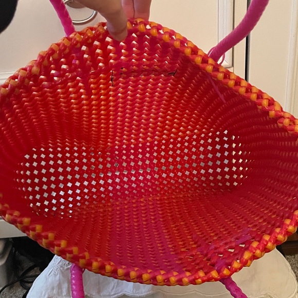 Carel Paris Orange and Pink Woven Tote Bag - Picture 11 of 15